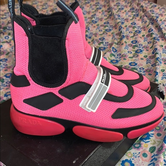 Prada Nylon High Top Pink Sneaker - Picture 1 of 5